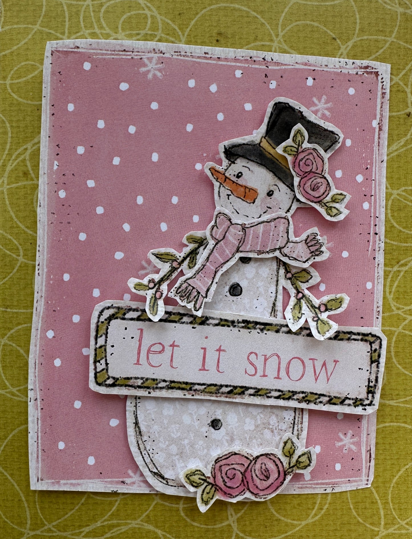 CCO 1002 Card Cut Out 1002 Snowy Background Pink Geranium