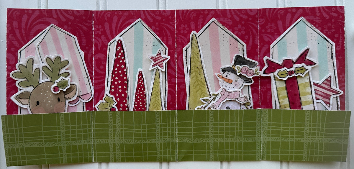 Inch Worm Messy Plaid Red Wagon Flourish Double Sided Cardstock  29-105