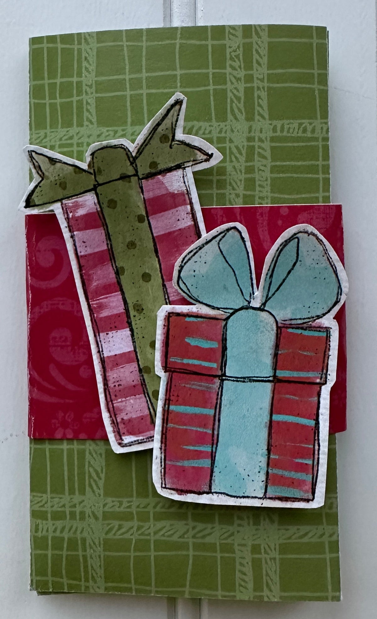 Inch Worm Messy Plaid Red Wagon Flourish Double Sided Cardstock  29-105