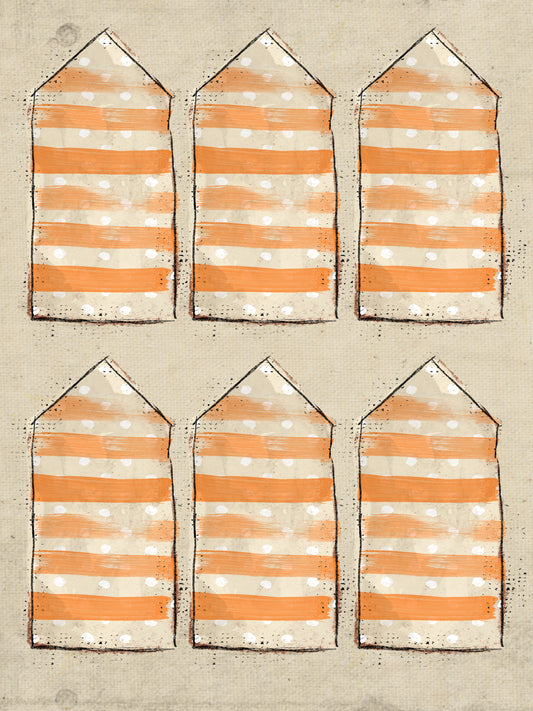 Orange Poppy Striped Tags