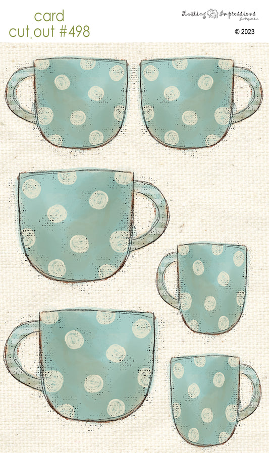 CCO 498 Card Cut Out #498 French Blue Mug with Polka Dots