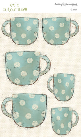 CCO 498 Card Cut Out #498 French Blue Mug with Polka Dots
