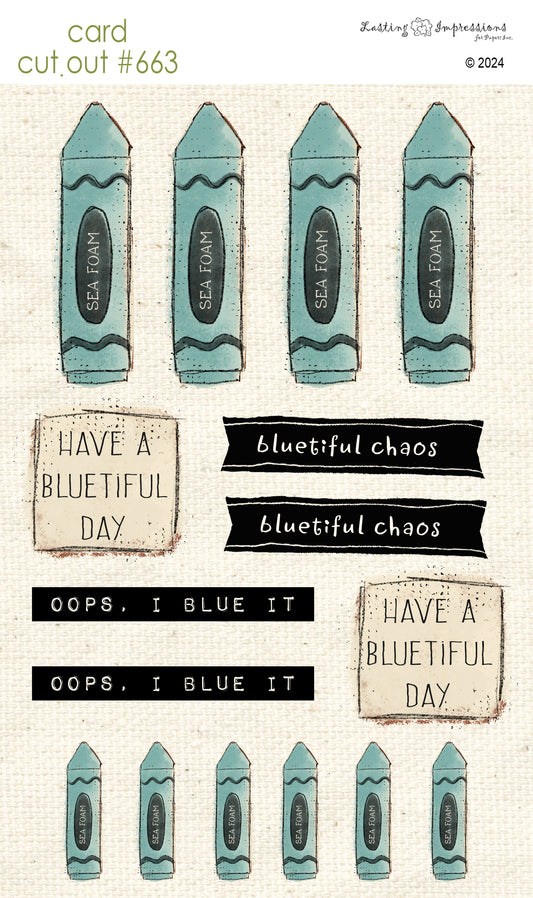 CCO 663 Card Cut Out #663 Sea Foam Blue Crayon