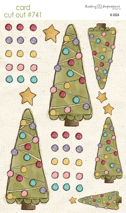 CCO 741 Card Cut Out # 741 Merry & Bright Christmas Tree