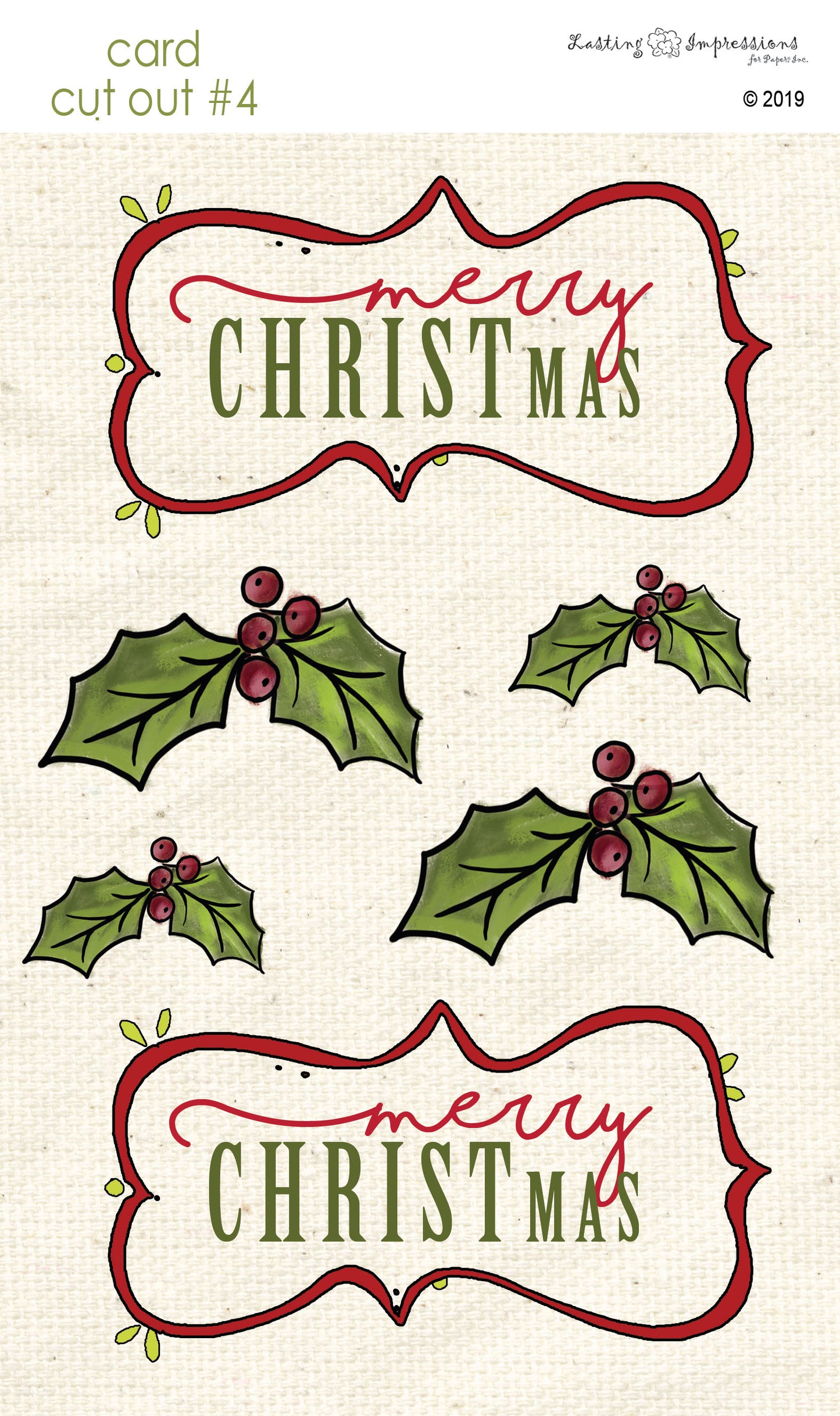 CCO04 - Card Cut Out #4 - Merry Christmas with Holly
