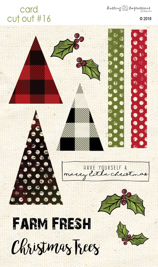 CCO16 - Card Cut Out #16 - Primitive Trees on Natural Canvas