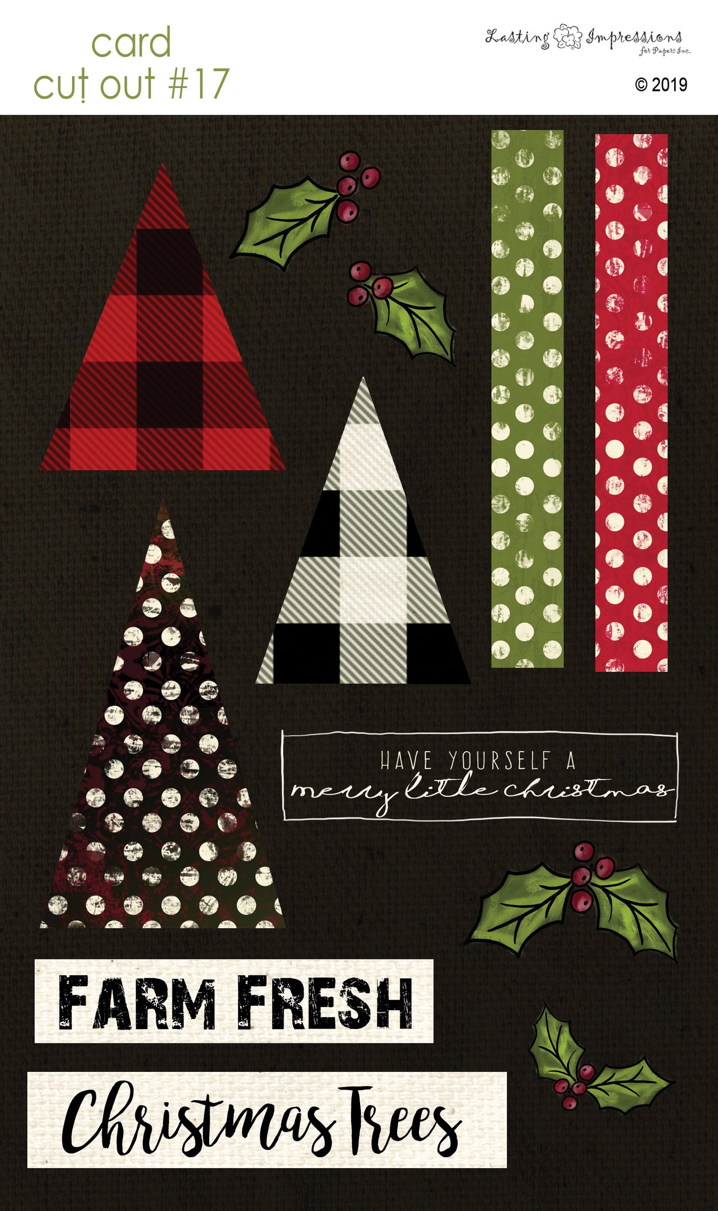 CCO17 - Card Cut Out #17 - Primitive Trees on Black Canvas