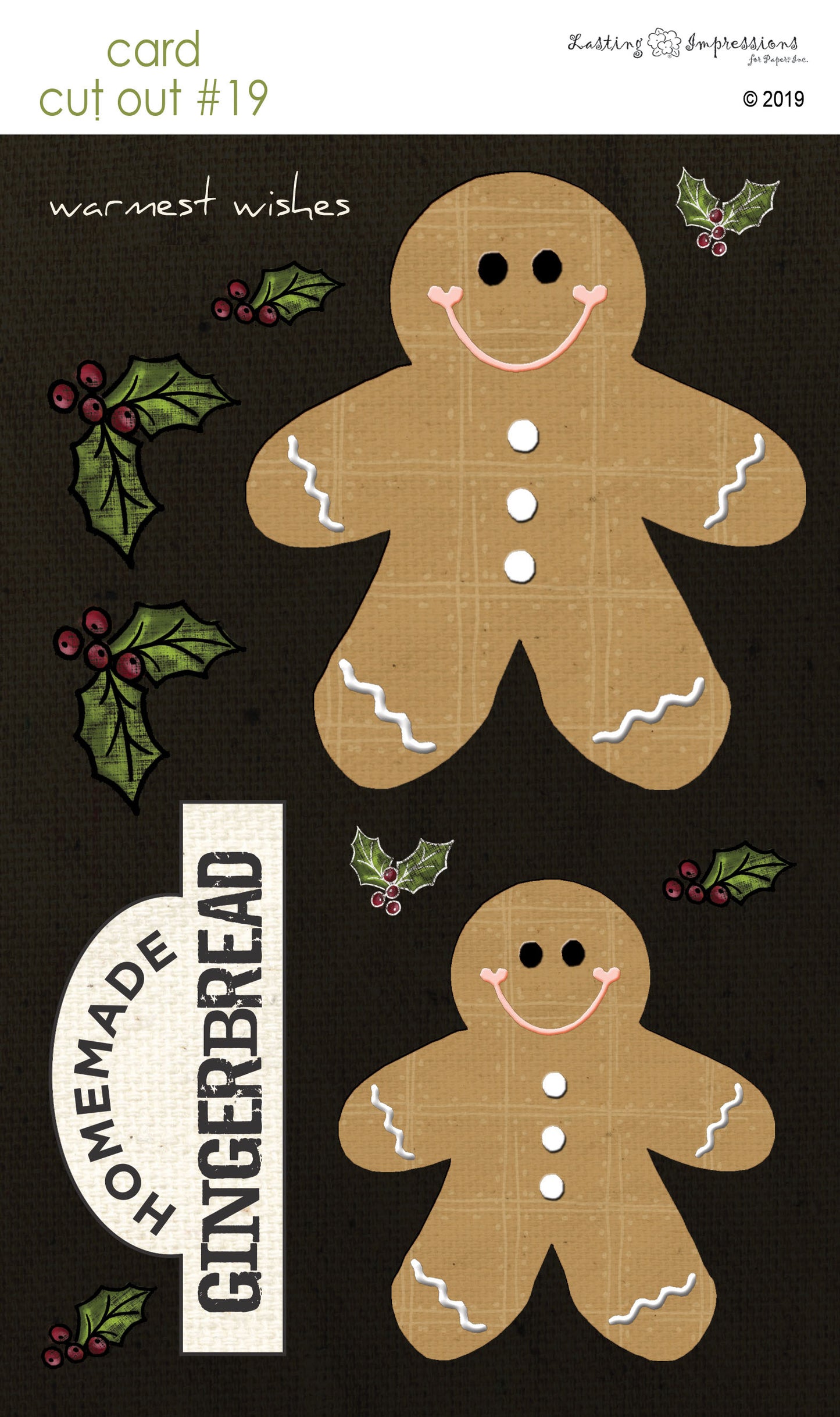CCO19 - Card Cut Out #19 - Gingerbread Men on Black Canvas