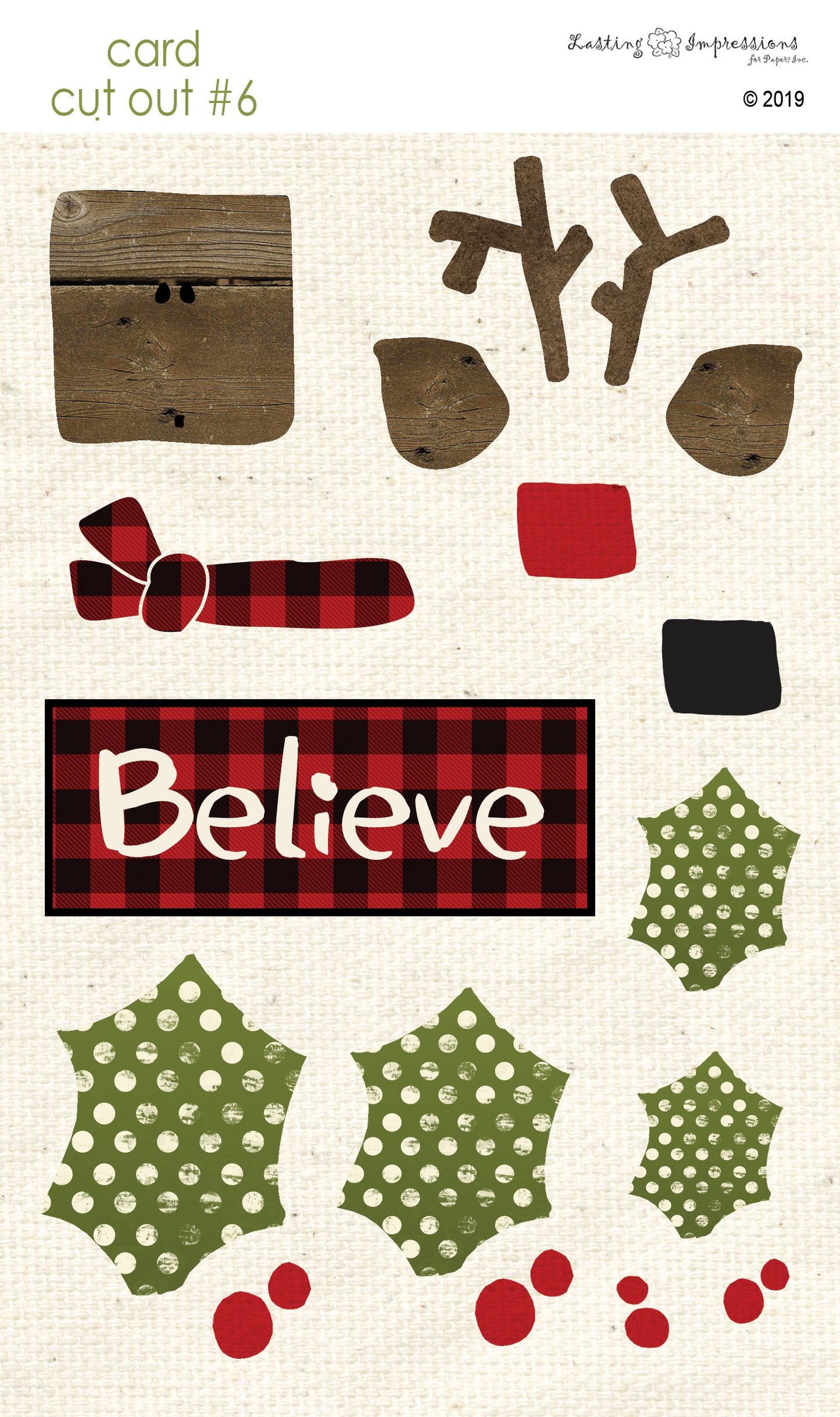 CCO06 - Card Cut Out #6 - Reindeer on Natural Canvas