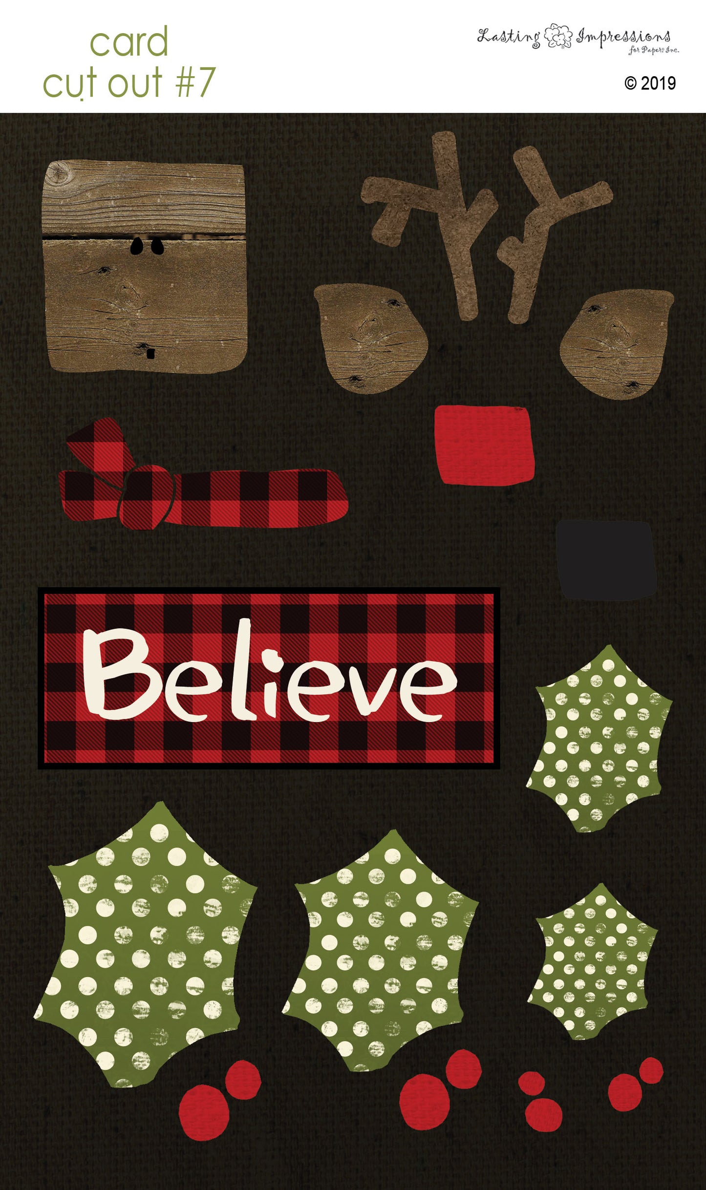 CCO07 - Card  Cut Out #7 - Reindeer on Black Canvas