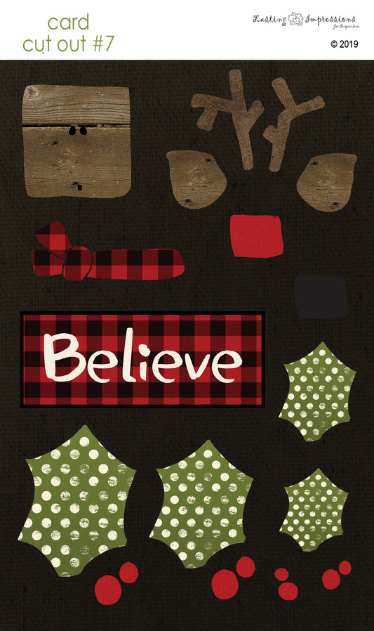 CCO07 - Card  Cut Out #7 - Reindeer on Black Canvas