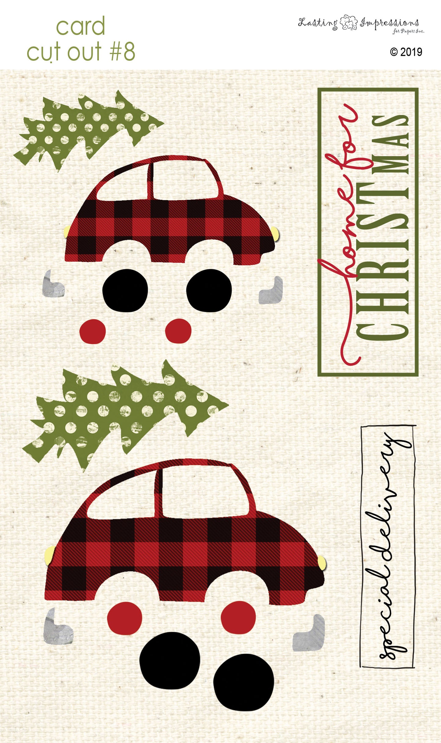 CCO08 - Card Cut Out #8 - Christmas Tree Shopping on Natural Canvas