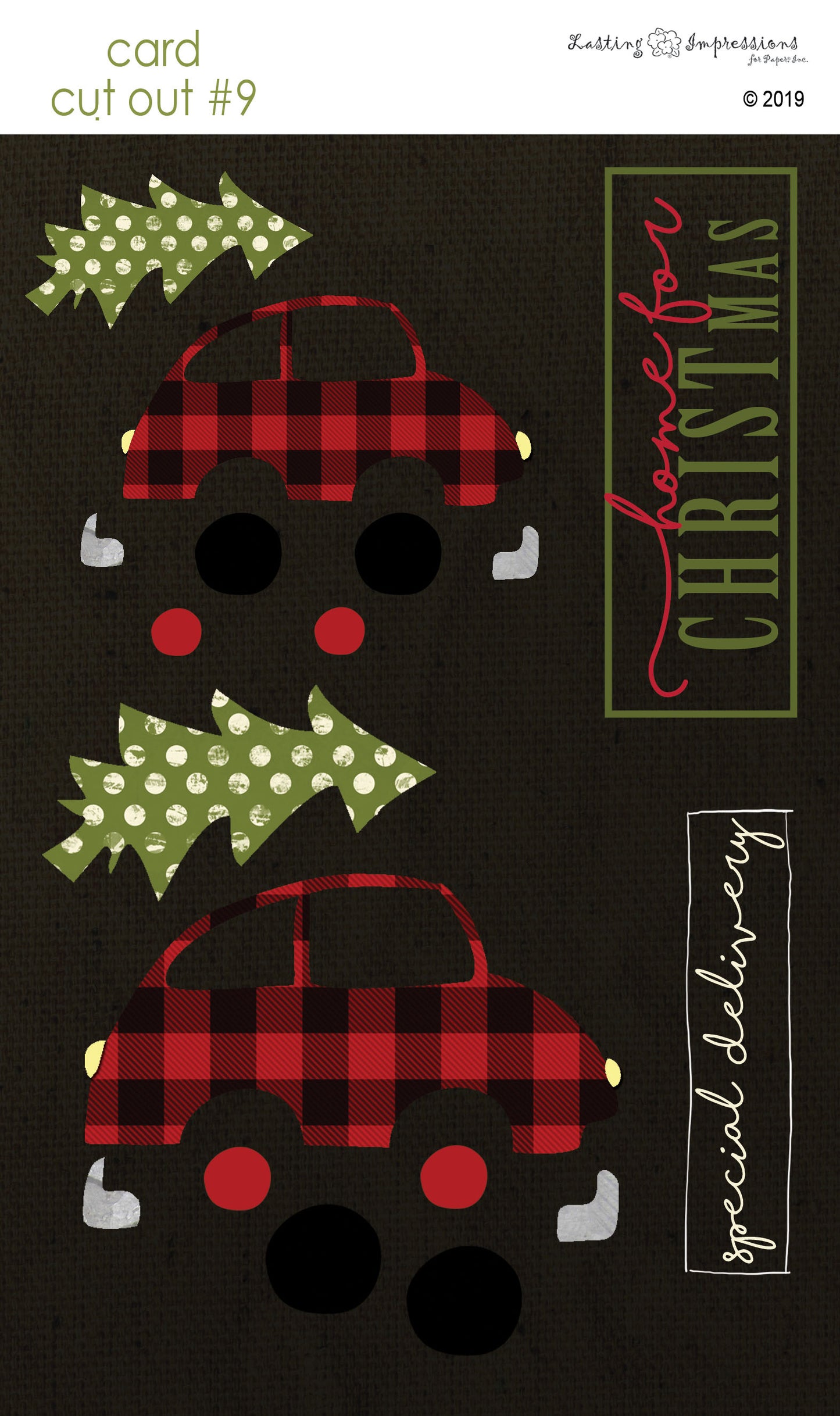 CCO09 - Card Cut Out #9 - Christmas Tree Shopping on Black Canvas
