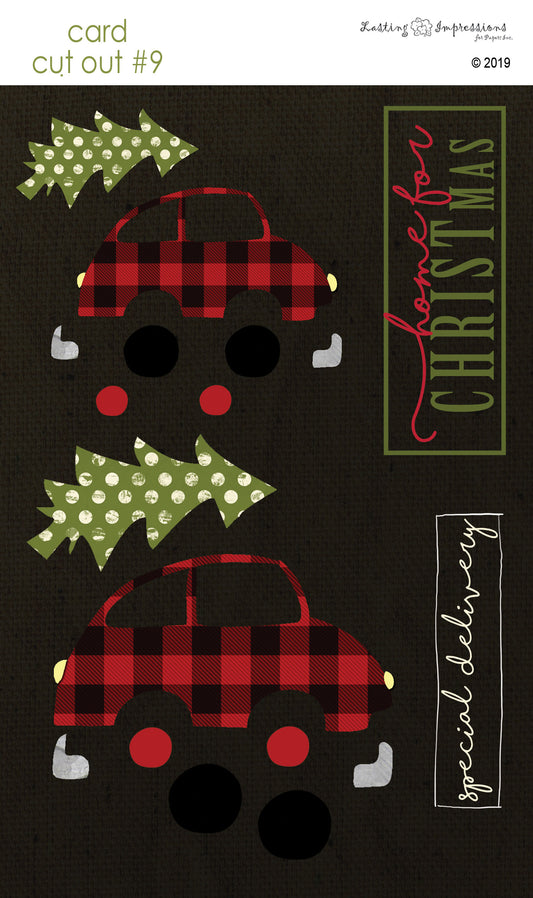 CCO09 - Card Cut Out #9 - Christmas Tree Shopping on Black Canvas