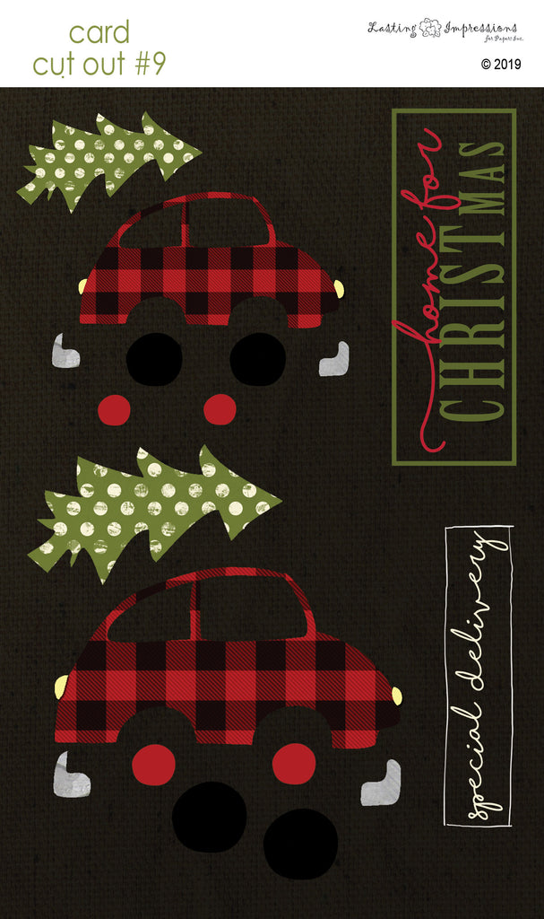 **CCO09 - Card Cut Out #9 - Christmas Tree Shopping on Black Canvas