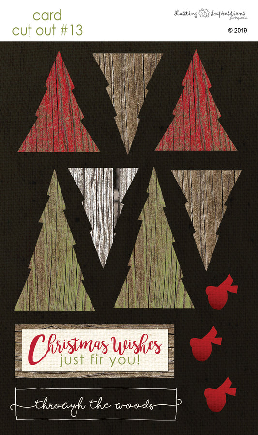CCO13 - Card Cut Out #13 - Fir Trees on Black Canvas
