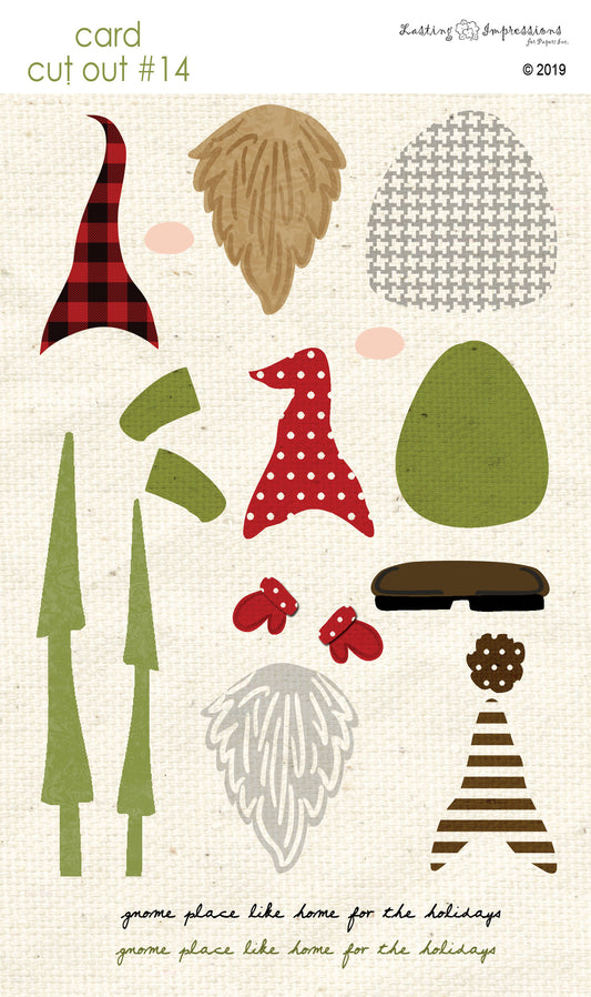 CCO14 - Card Cut Out #14 - Gnomes on Natural Canvas