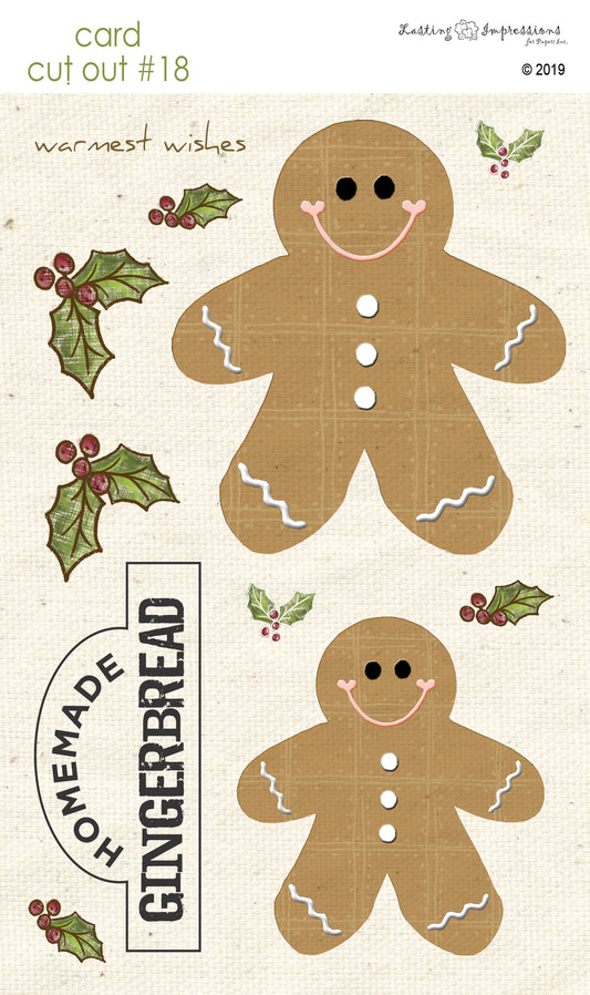 CCO18 - Card Cut Out #18 - Gingerbread Men on Natural Canvas