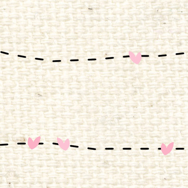 *********Pink Geranium Stitched Hearts Natural
