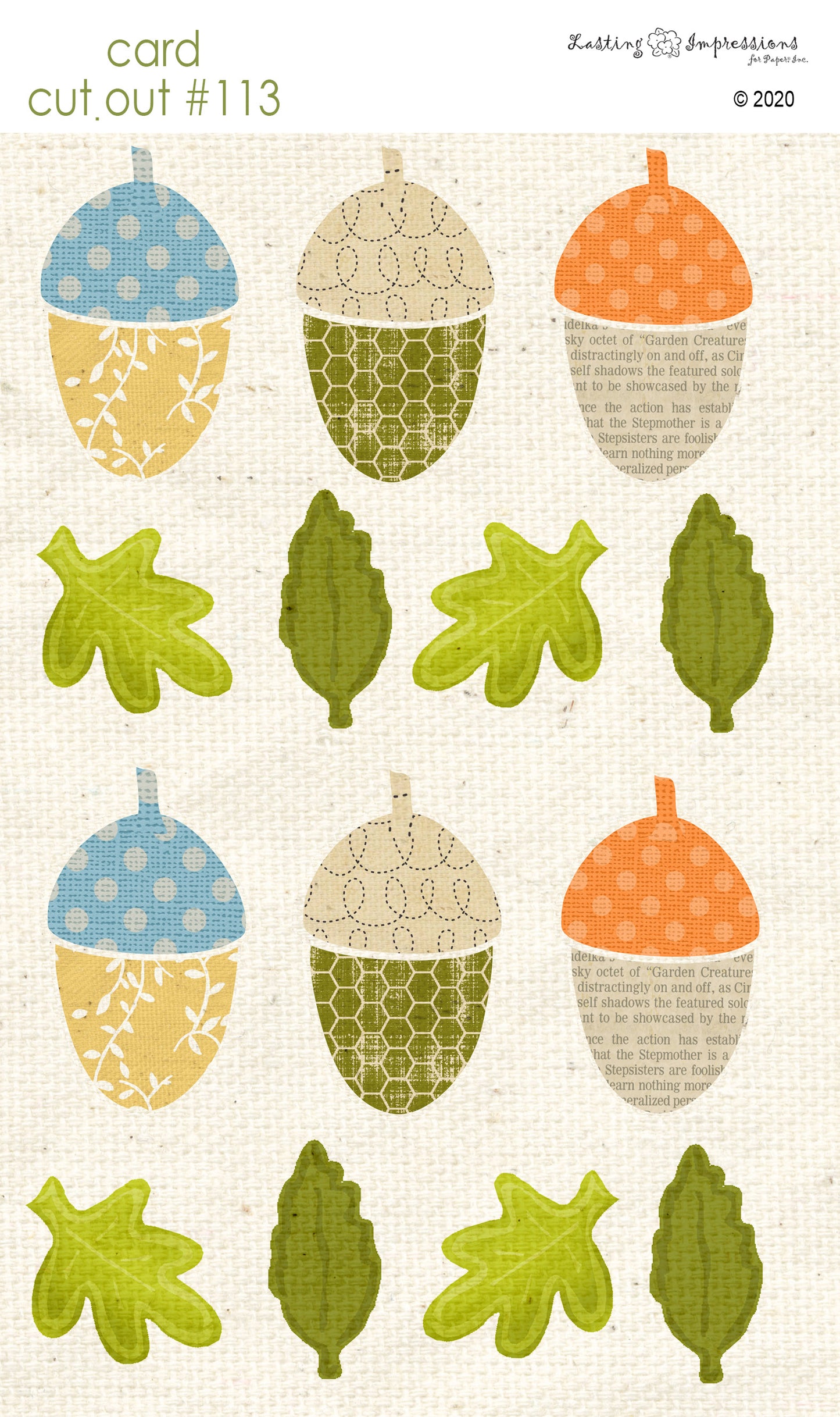 CCO113- Card Cut Out #113 - Small Acorns & Leaves