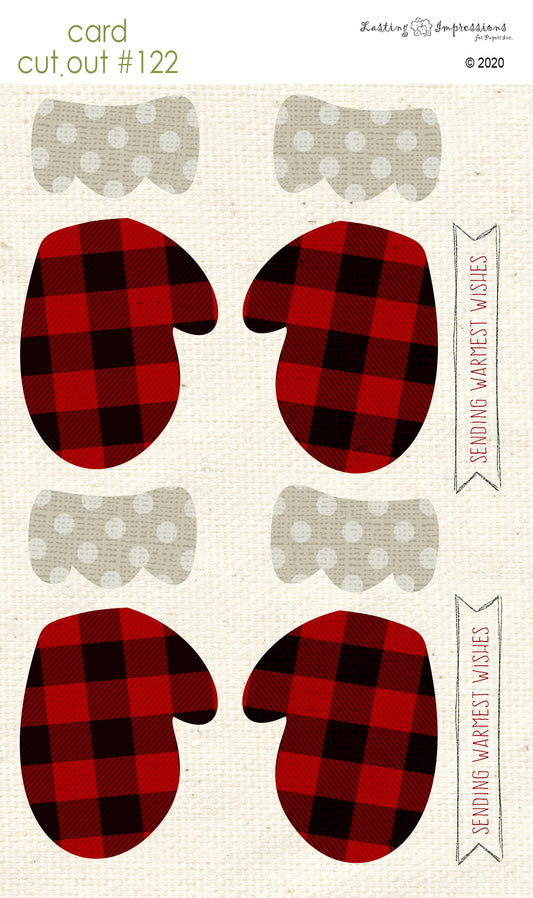 CCO122 - Card Cut Out #122 Buffalo Plaid Mittens