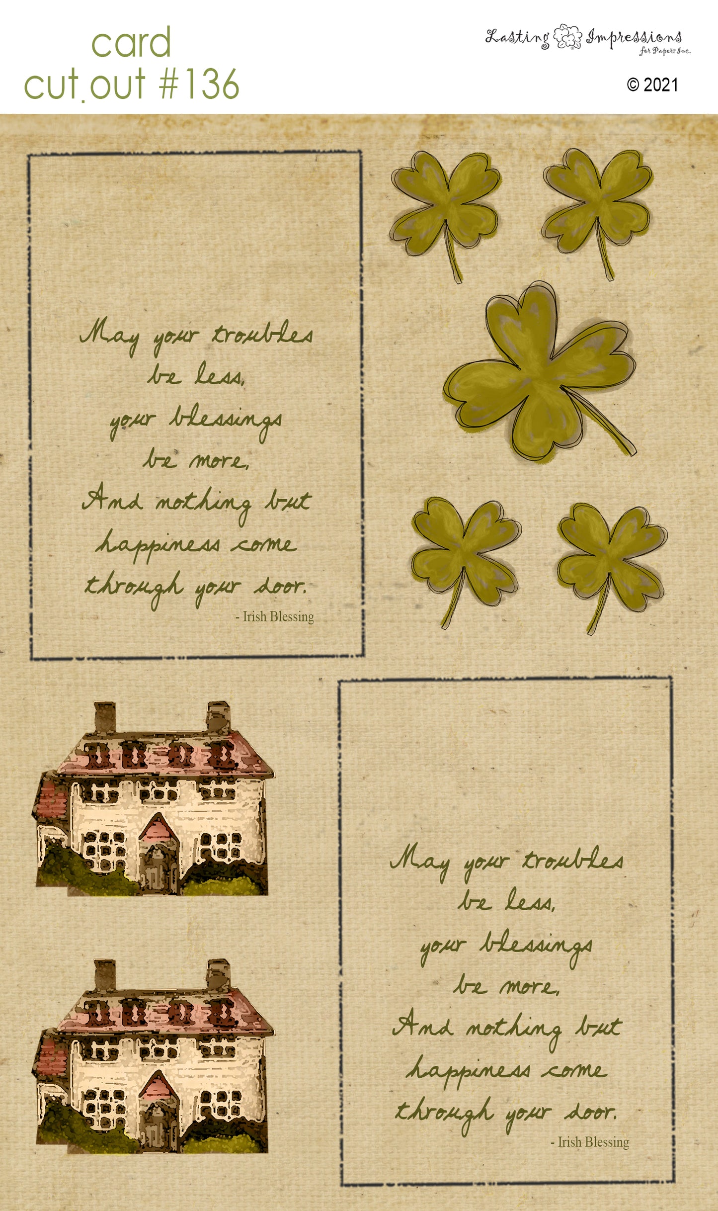 CCO136 - Card Cut Out #136 - Vintage Irish Cottage