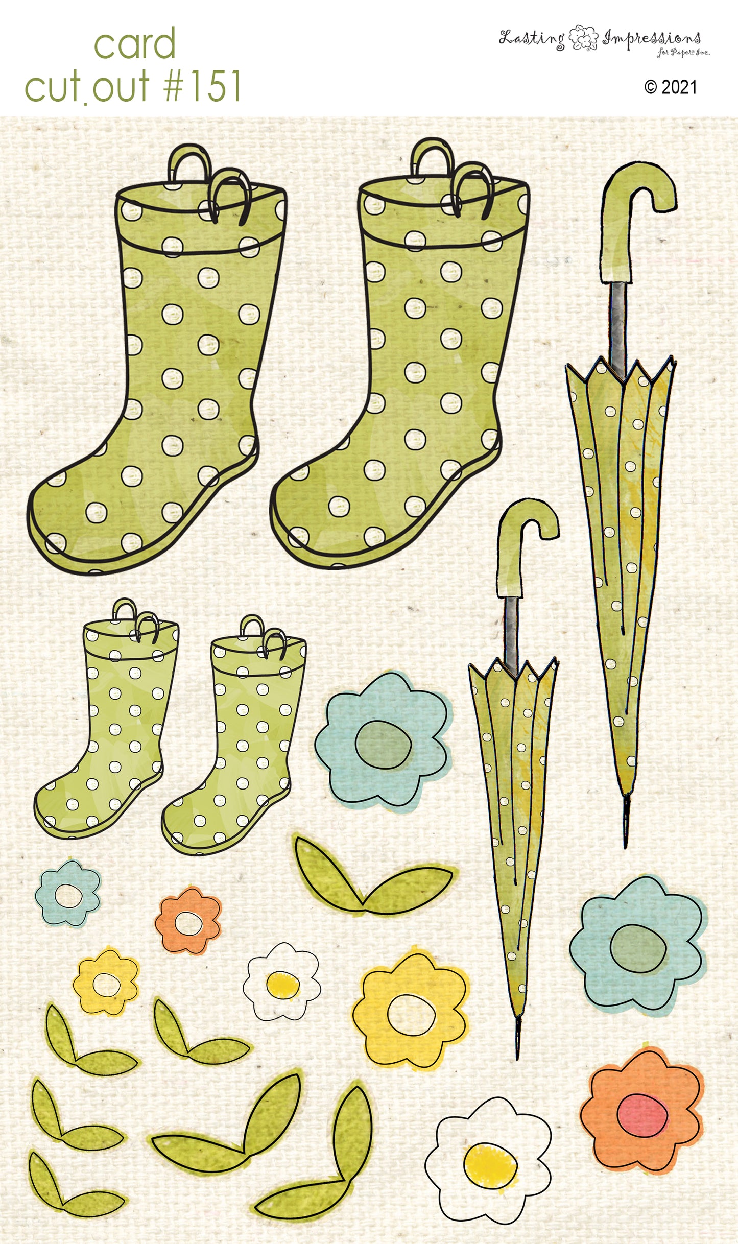 CCO151 Card Cut Out #151 -  Sweet Pea Rainboots