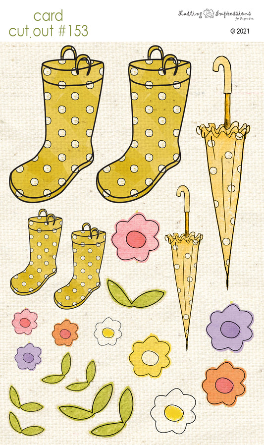 CCO153 Card Cut Out #153 -  Daylily Rainboots