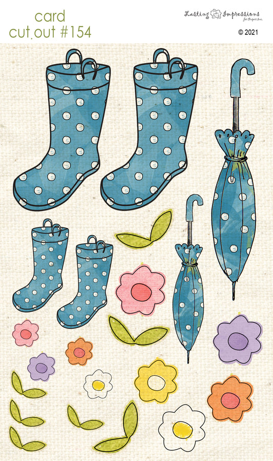 CCO154 Card Cut Out #154 - Blueberry Rainboots