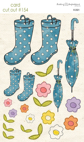 ********CCO154 Card Cut Out #154 - Blueberry Rainboots