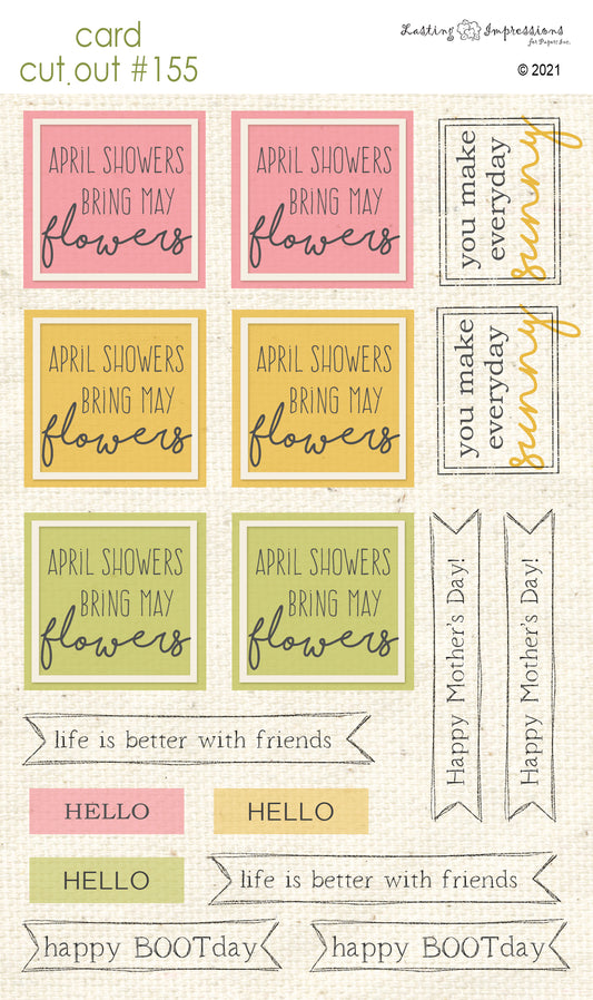 CCO 155 Card Cut Out #155 - April Showers Sentiments