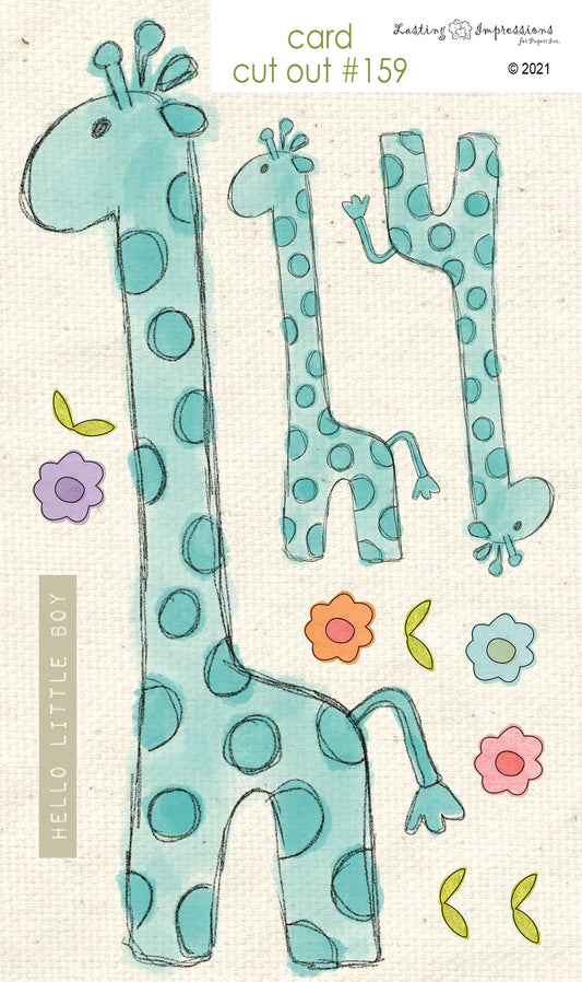 CCO159 - Card Cut Out #159 Hello Little One Giraffe Blue