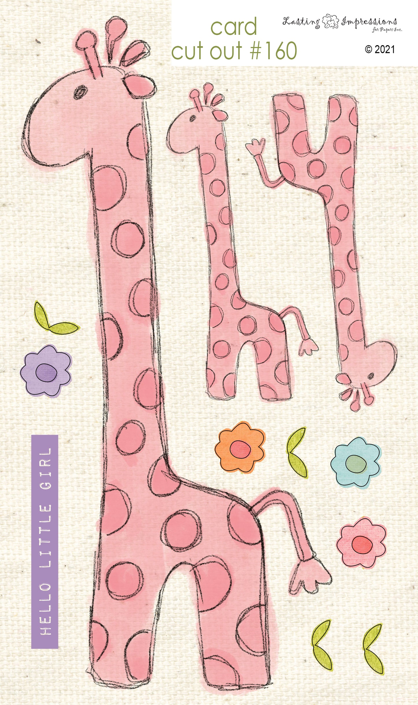 CCO160 - Card Cut Out #160 Hello Little One Giraffe Pink Geranium