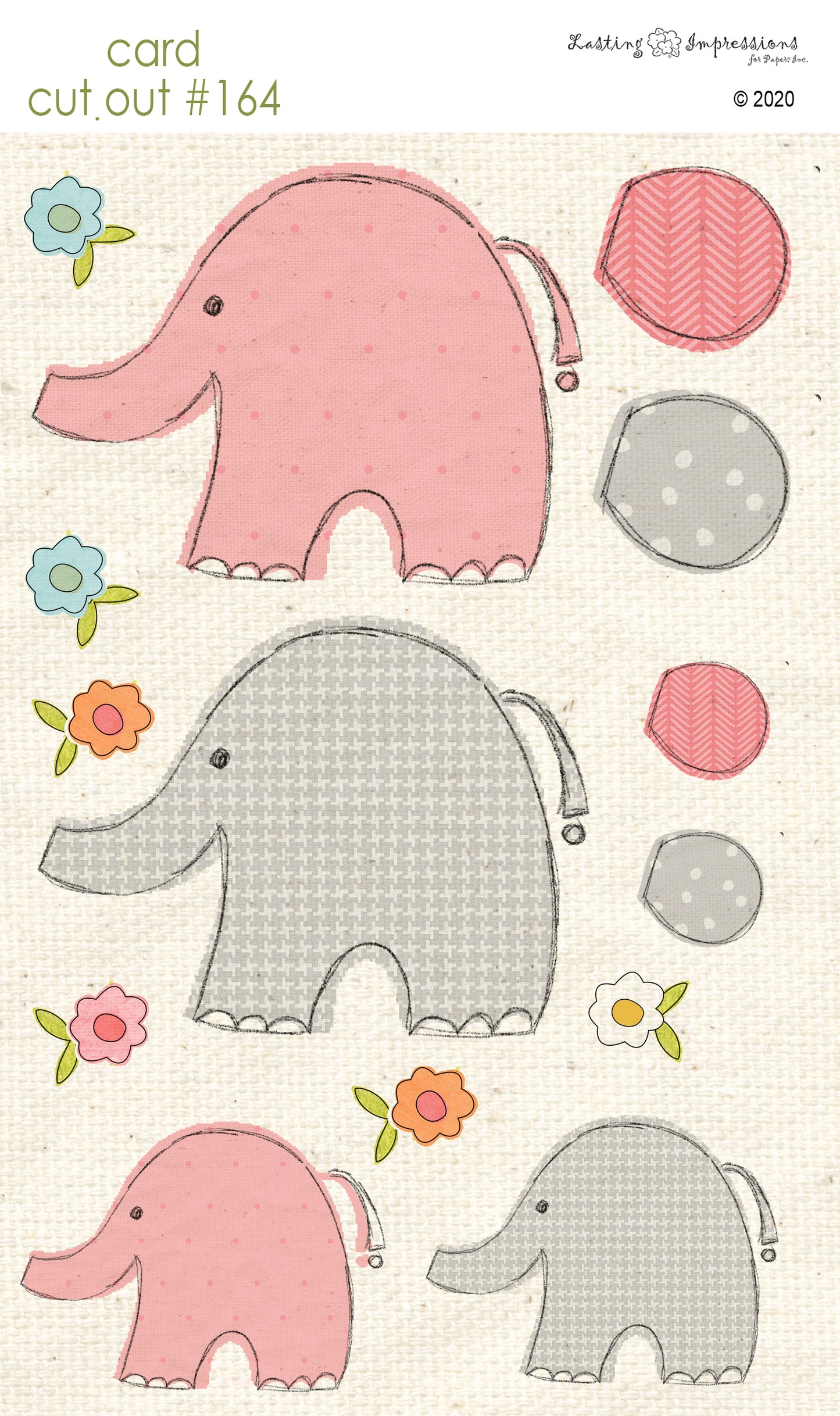 CCO164- Card Cut Out #164 Baby Elephant Pink Geranium