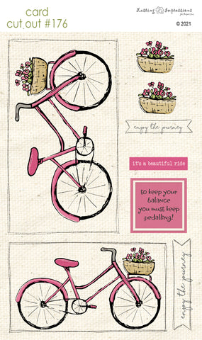 ********CCO176- Card Cut Out #176 Pink Cosmos Bicycle - Bike
