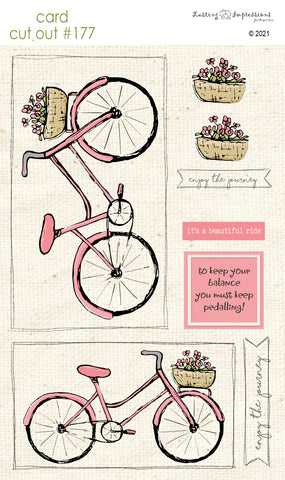 ********CCO177- Card Cut Out #177 Pink Geranium Bicycle - Bike