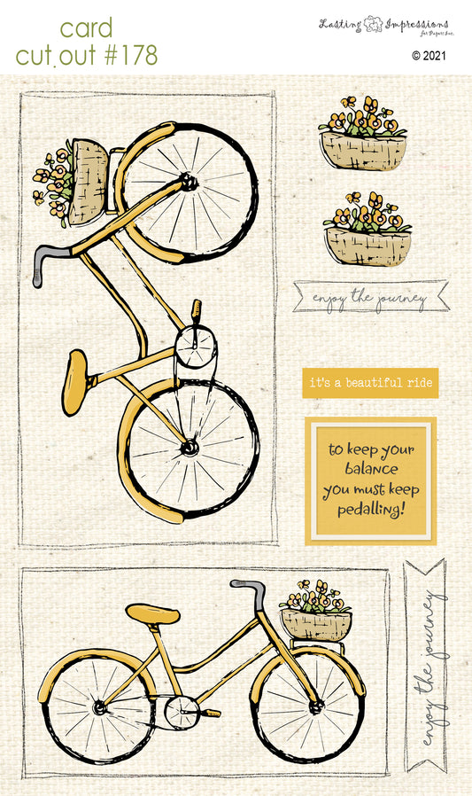 CCO178- Card Cut Out #178 Yellow Daisy Bicycle - Bike