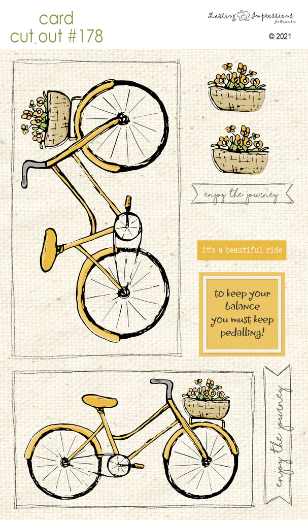 ********CCO178- Card Cut Out #178 Yellow Daisy Bicycle - Bike