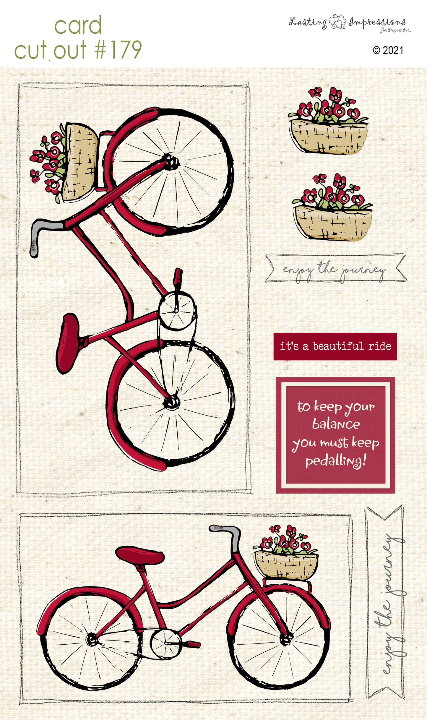 CCO179- Card Cut Out #179 Red Wagon Bicycle - Bike