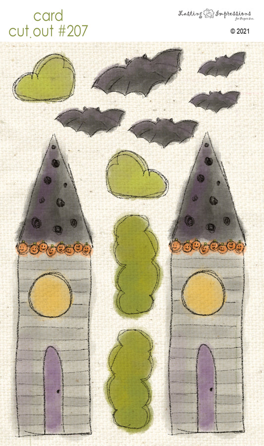 CCO 207 - Card Cut Out #207 - Large Whimsical House with Bats