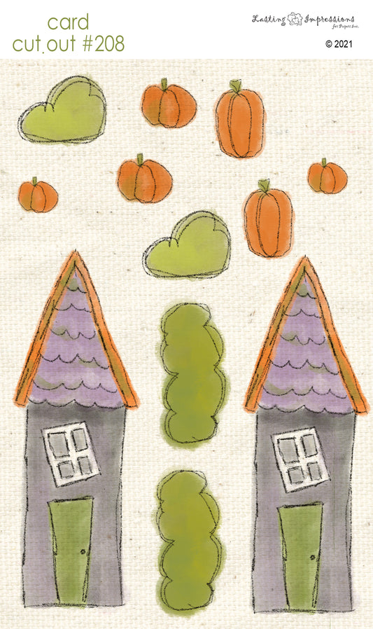 CCO 208 - Card Cut Out #208 - Large Whimsical House with Pumpkins