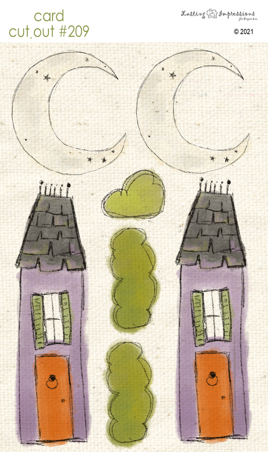 CCO 209 - Card Cut Out #209 - Large Whimsical House with Moon