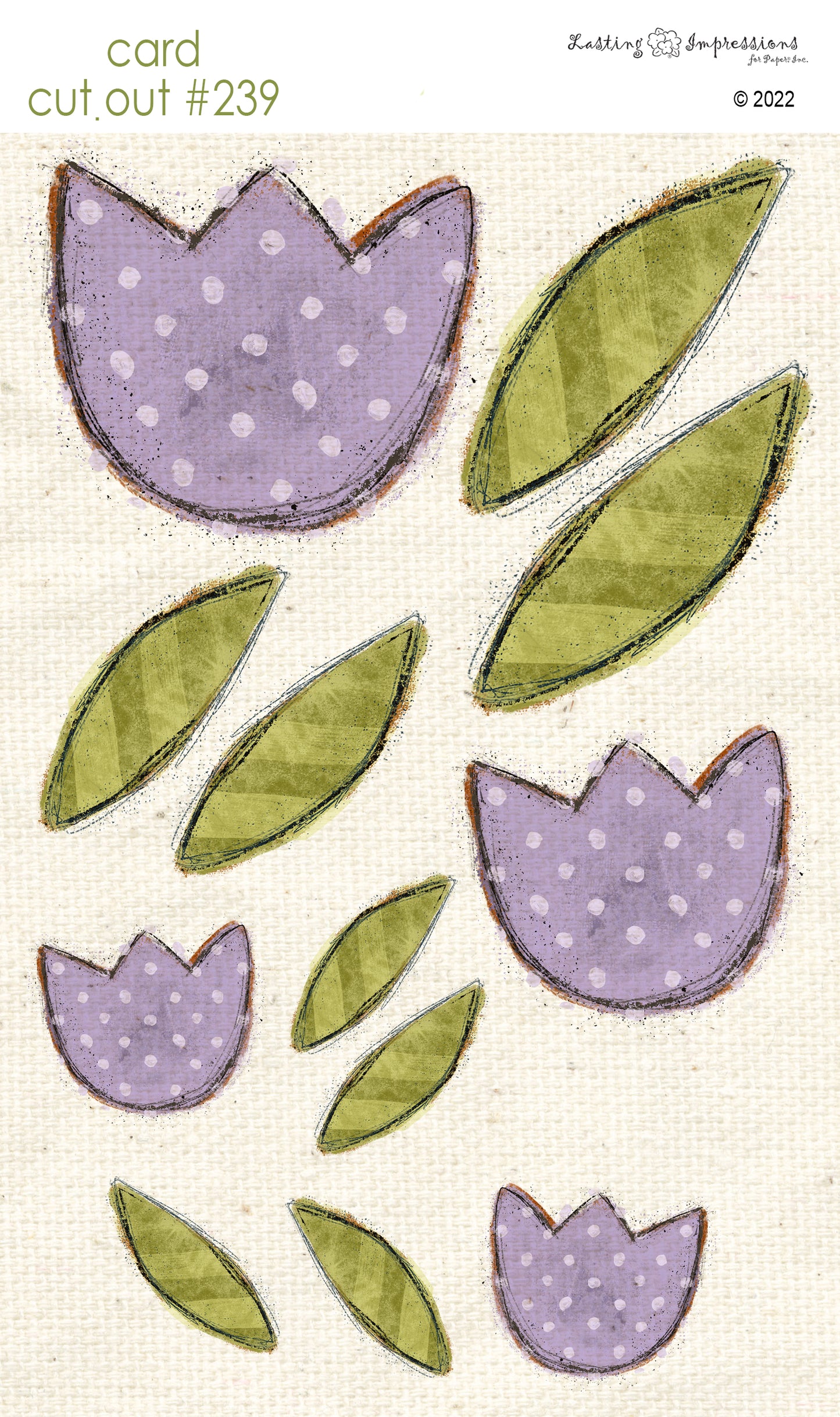 CCO 239 - Card Cut Out #239 - Vintage Lilac Tulips