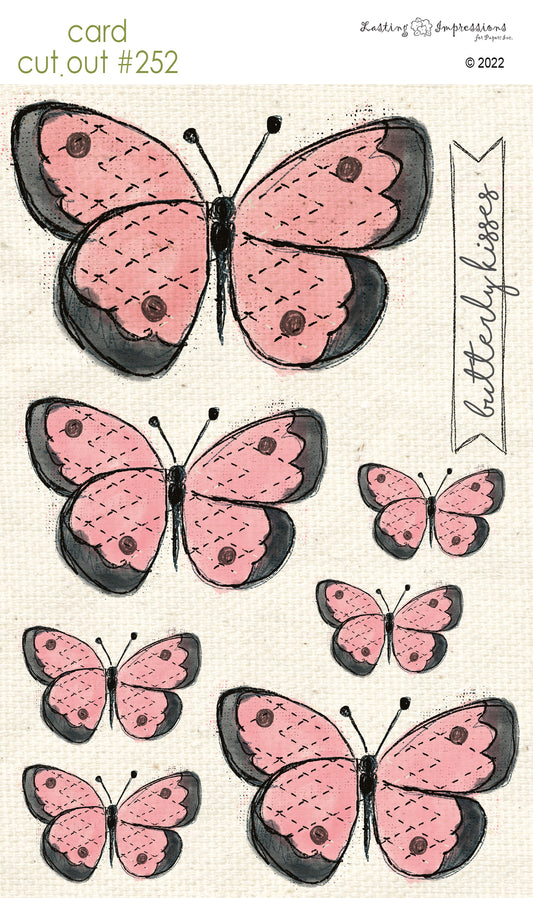 CCO 252- Card Cut Out #252 - Pink Geranium Butterfly