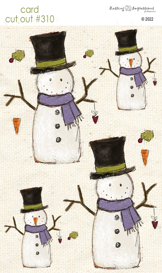 CCO 310 Card Cut Out #310 - Snowman Sugar Plum Scarf