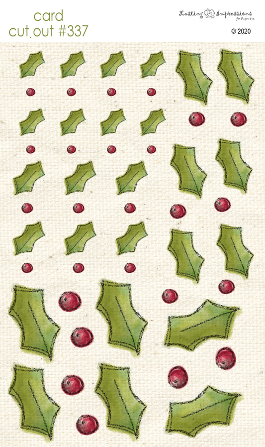 CCO 337 Card Cut Out #337- Holly Leaves & Berries