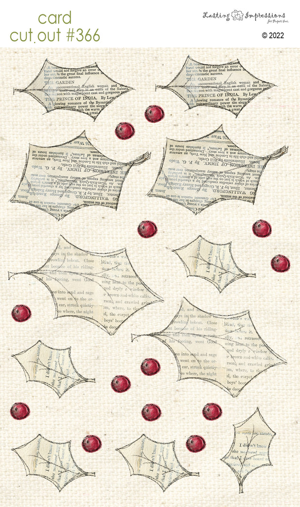 *********CCO 366 Card Cut Out #366 Newsprint Holly Leaves and Berries