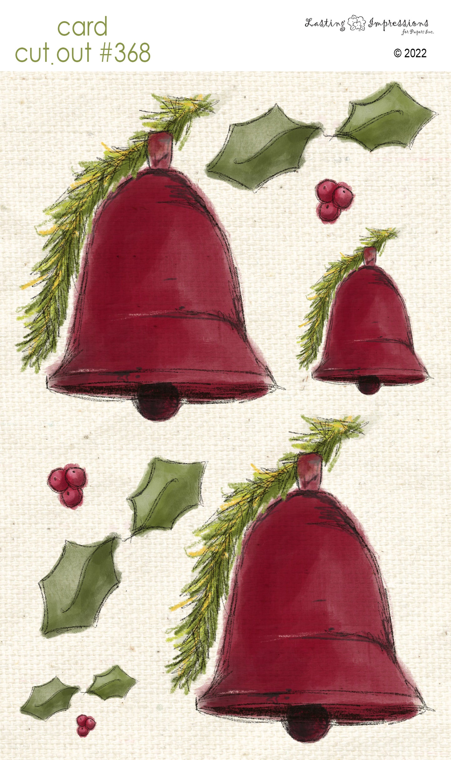 CCO 368 Card Cut Out #368 Red Christmas Bell