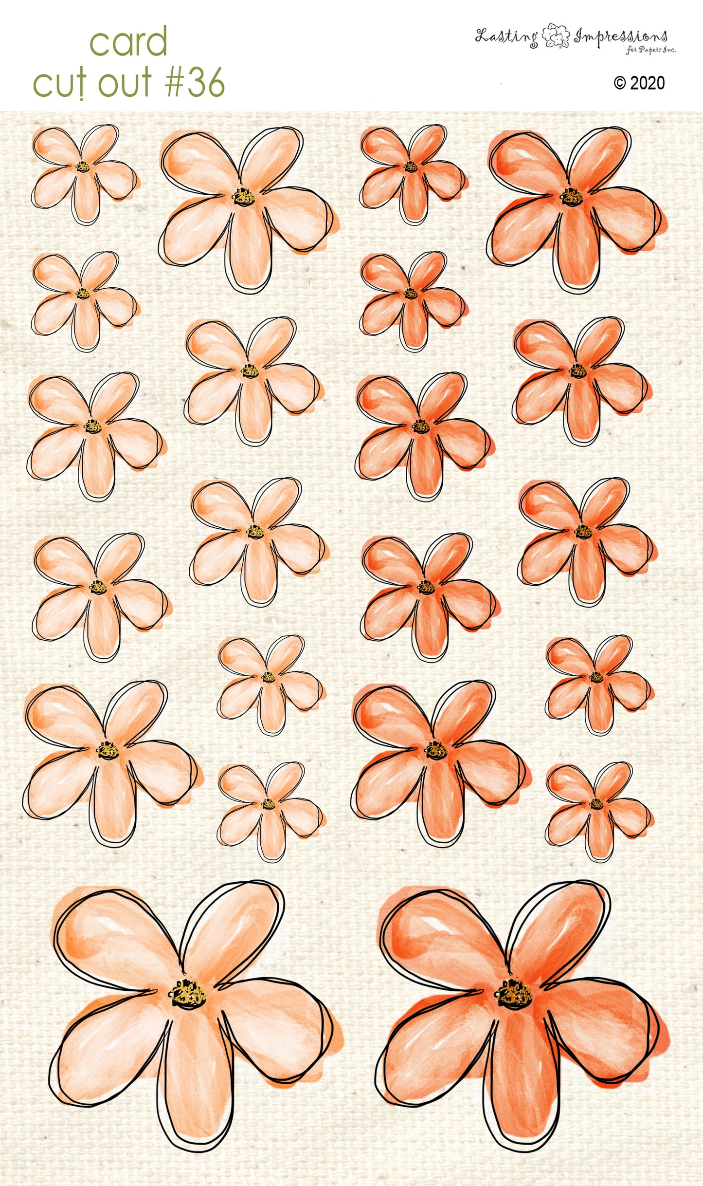 CCO36 - Card Cut Out #36 - Orange Poppy Flowers