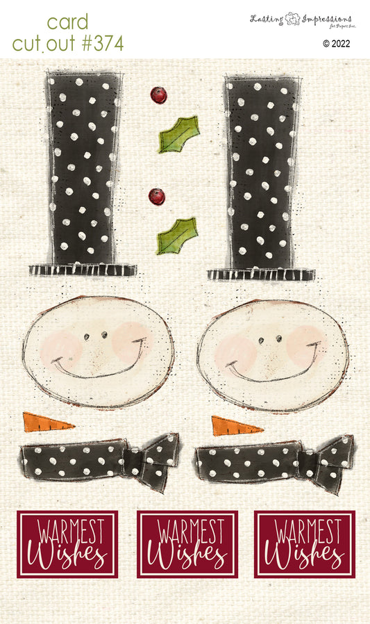 CCO 374 Card Cut Out #374 Snowman with Tall Hat